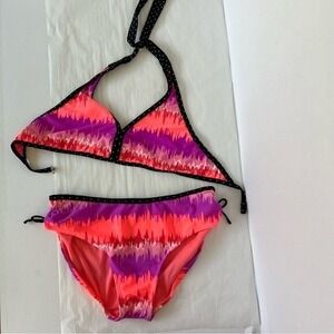 XHILARATION Girl's Purple/Orange two Piece Bikini Swimsuit Set Size XL (14-16)